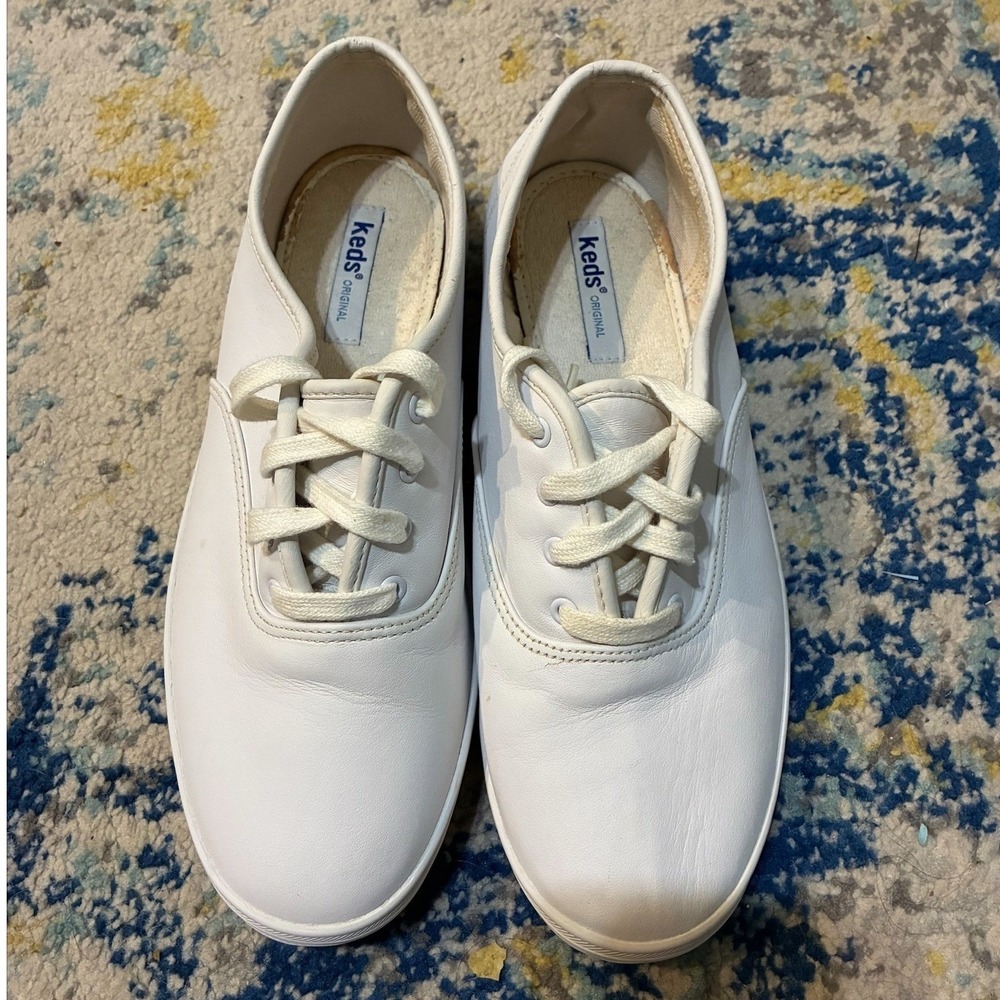 Keds Champion White Leather Low Top Sneakers Womens 8.5 WH45750V Classic Shoes